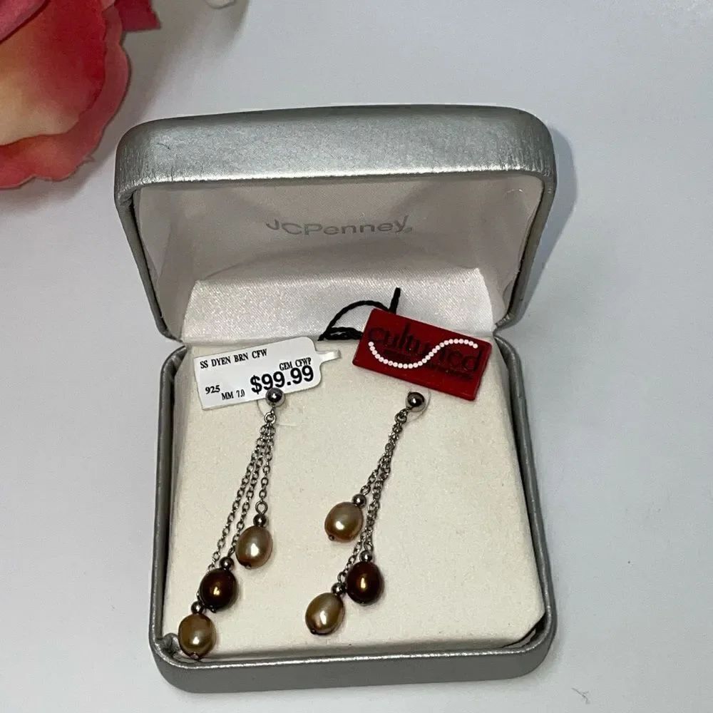 NEW Sterling Silver Culture Pearl Earrings